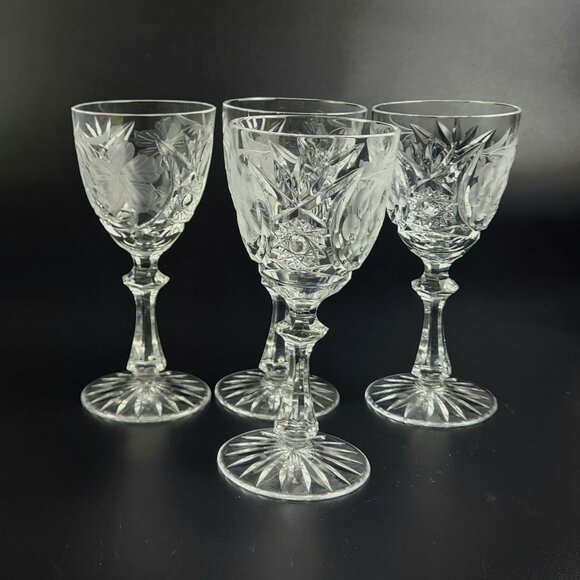 Vintage Stunning Cut-Crystal Wine Glasses - Resemble Nachtmann Traube - Set of 4 - Picture 9 of 9